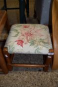 SMALL JOINTED UPHOLSTERED STOOL, 33CM SQUARE
