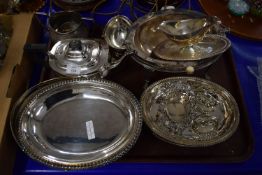 TRAY CONTAINING PLATED WARES INCLUDING TEA POT, SERVING DISHES ETC