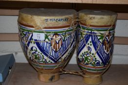 PAIR OF AFRICAN STYLE KETTLE DRUMS