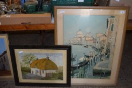 TWO PRINTS, ONE OF VENICE, IN WOODEN FRAME