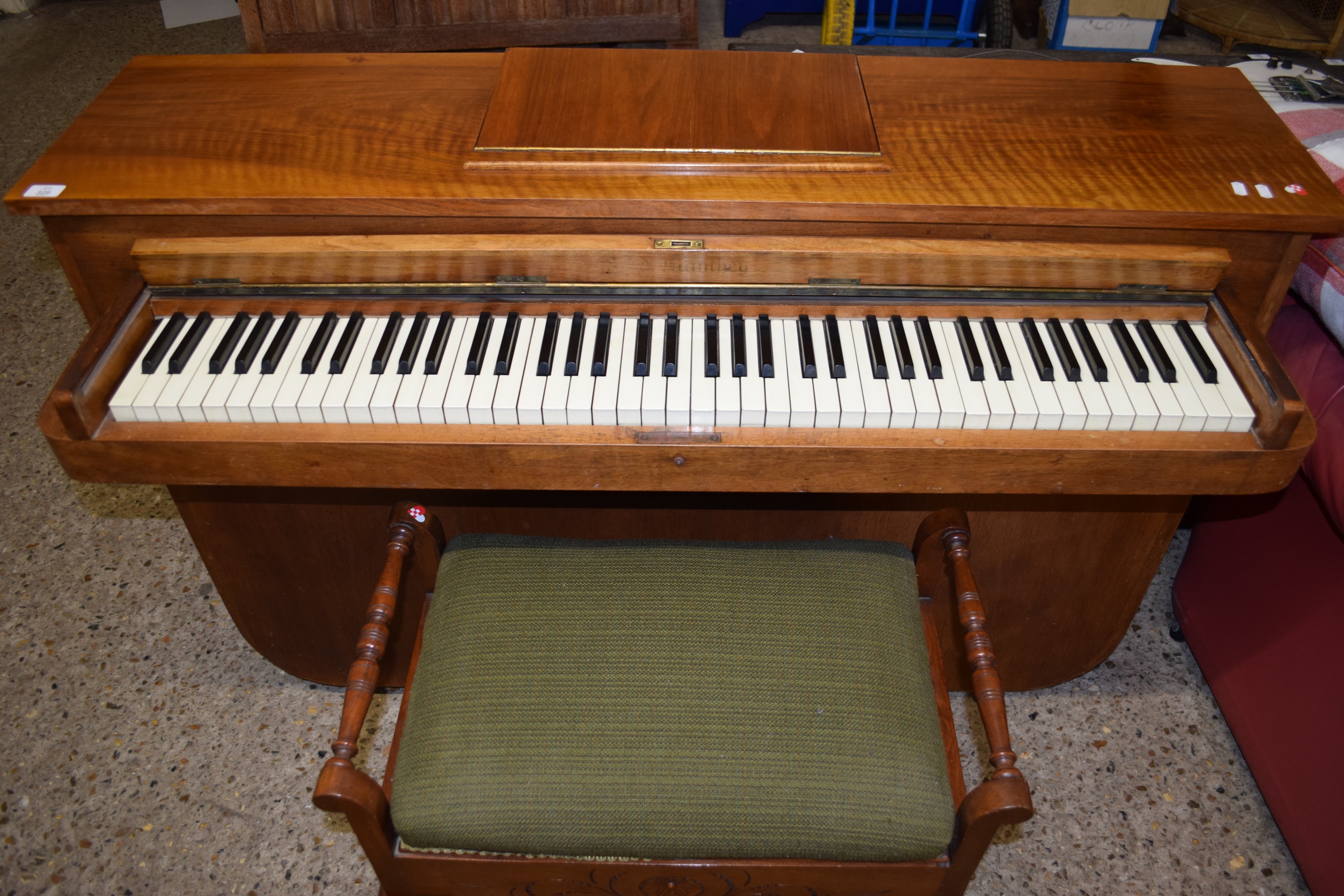CIRCA 1930S COMPACT PIANO IN ART DECO STYLE CASE, INDISTINCT MAKERS/RETAILERS NAME, WIDTH APPROX - Image 2 of 3