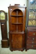 GOOD QUALITY REPRODUCTION MAHOGANY EFFECT FULL-HEIGHT CORNER CABINET WITH STRUNG TYPE AND REEDED