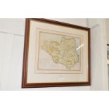 FRAMED PRINT MAP OF DURHAM BY JOHN CARY (80 X 70CM)