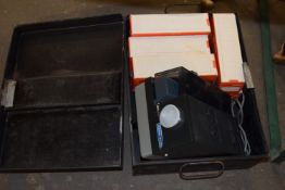 METAL BOX CONTAINING AN ALDIS PROJECTOR AND SLIDES