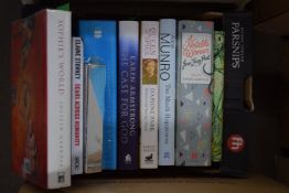 BOX OF MIXED BOOKS - SOPHIES WORLD, TOO MUCH HAPPINESS, THE CASE FOR GOD ETC