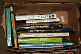 BOX OF MIXED BOOKS TO INCLUDE GOLF INTEREST, HANDBOOK OF GOLF ETC