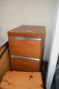 TEAK EFFECT THREE DRAWER FILING CABINET, WIDTH APPROX 48CM MAX