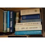 BOX OF MIXED BOOKS - BREWERS DICTIONARY OF PHRASE AND FABLE, HISTORY OF ART, MODERN HISTORY ETC