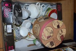 BOX CONTAINING CERAMICS TO INCLUDE CUPS, SAUCERS ETC