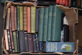 BOX OF MIXED BOOKS TO INCLUDE A HOME WITH WILD NATURE, THE PATHFINDER, HOLY BIBLES ETC
