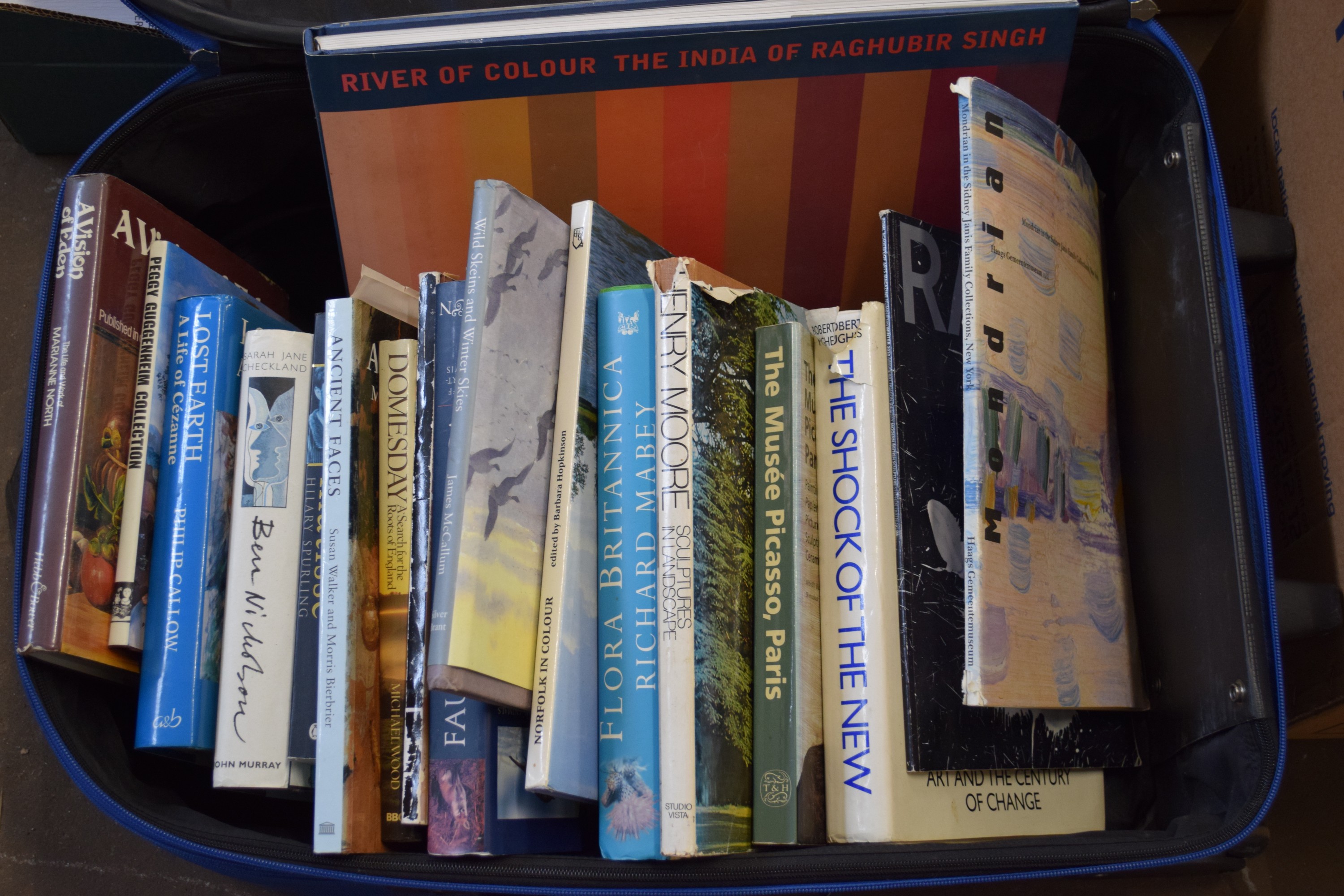 SUITCASE CONTAINING MIXED BOOKS TO INCLUDE DOMESDAY, A SEARCH FOR THE ROOTS OF ENGLAND, ANCIENT