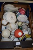 BOX CONTAINING CERAMICS TO INCLUDE CUPS, SAUCERS ETC