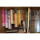 BOX OF MIXED BOOKS - VOGUE MAGAZINES, JOURNEY INTO RUSSIA, THE BRITISH MUSEUM COOKBOOK ETC