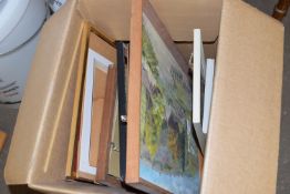 BOX CONTAINING PICTURE FRAMES AND SOME PRINTS