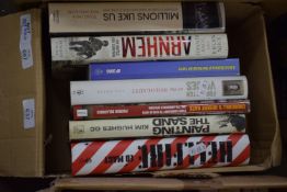 BOX OF MIXED BOOKS - PAINTING THE SAND, CHURCHILL'S DESERT RATS, A BRIEF HISTORY OF THE ROYAL AIR