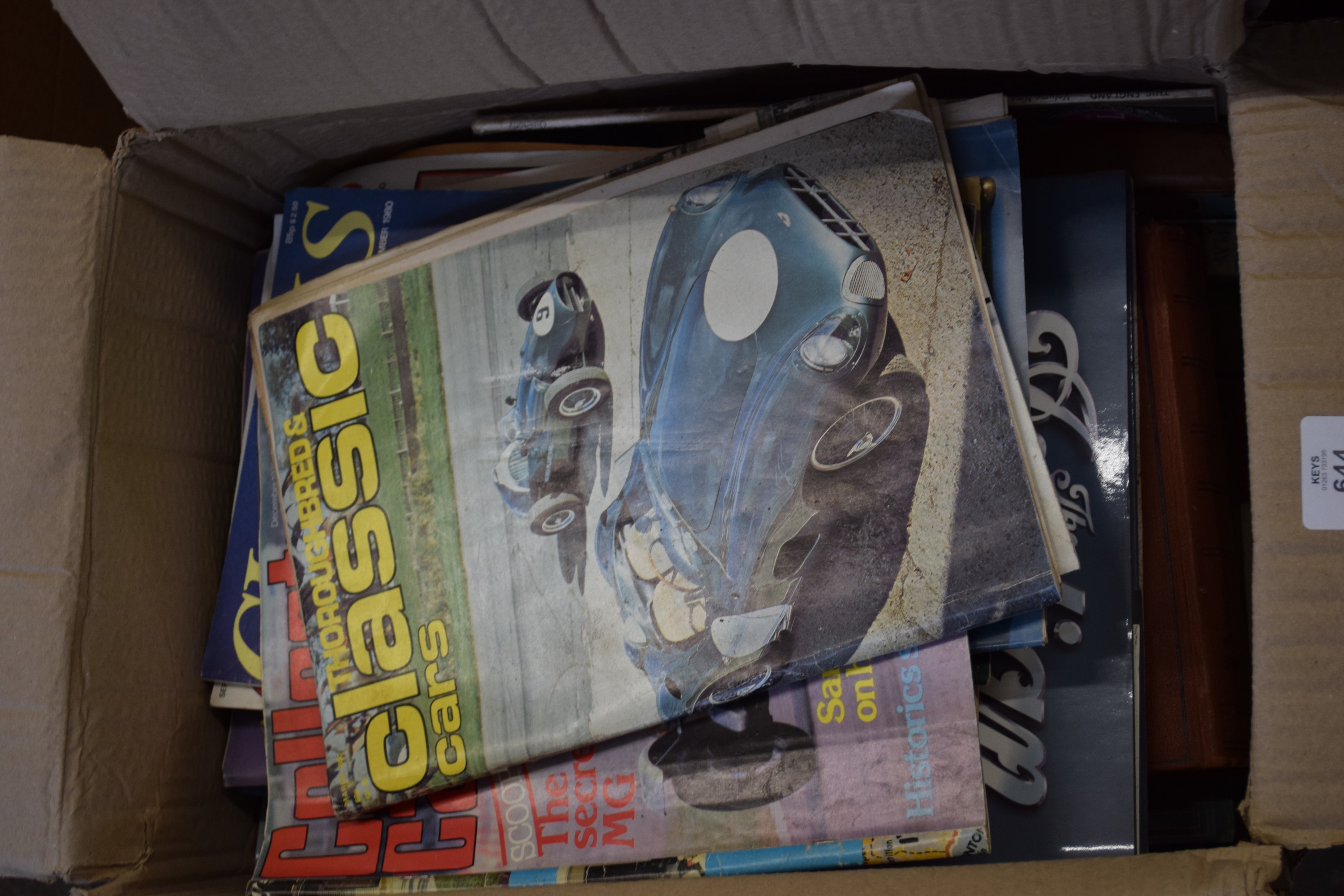 BOX OF MIXED BOOKS - CLOCKS MAGAZINES CIRCA 1980S, MOTOR RACING ETC