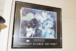 FRAMED PRINT "ORCHARD TREE KEY WEST" A WATERCOLOUR BY ROBERT E KENNEDY 1989, 63 X 73CM