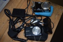 SONY CYBERSHOT DSC-W510 12.1MGPXL CAMERA TOGETHER WITH A PANASONIC DMC-TZ7 CAMERA BOTH IN CASES