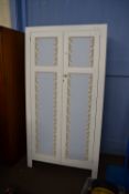 MID 20TH CENTURY OVERPAINTED WARDROBE WITH PAPER APPLIED DECORATION TO FRONT, 94CM WIDE