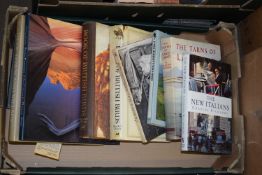 TRAY CONTAINING MIXED BOOKS TO INCLUDE THE NEW ITALIANS, BOOK OF BRITISH BIRDS, GILBERT & SULLIVAN