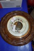 BAROMETER IN CARVED OAK FRAME, BY ALDRED & SON, GREAT YARMOUTH