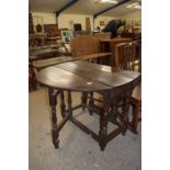 OVAL GATE LEG DROP LEAF TABLE, APPROX 90 X 110CM