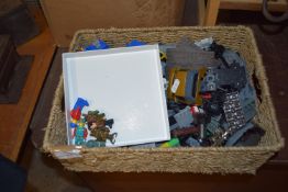 WICKER BOX CONTAINING TOYS, LEGO ETC