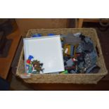 WICKER BOX CONTAINING TOYS, LEGO ETC