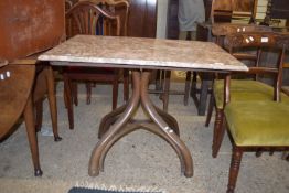 GOOD QUALITY MARBLE TOPPED BENTWOOD TABLE, APPROX 94 X 63CM