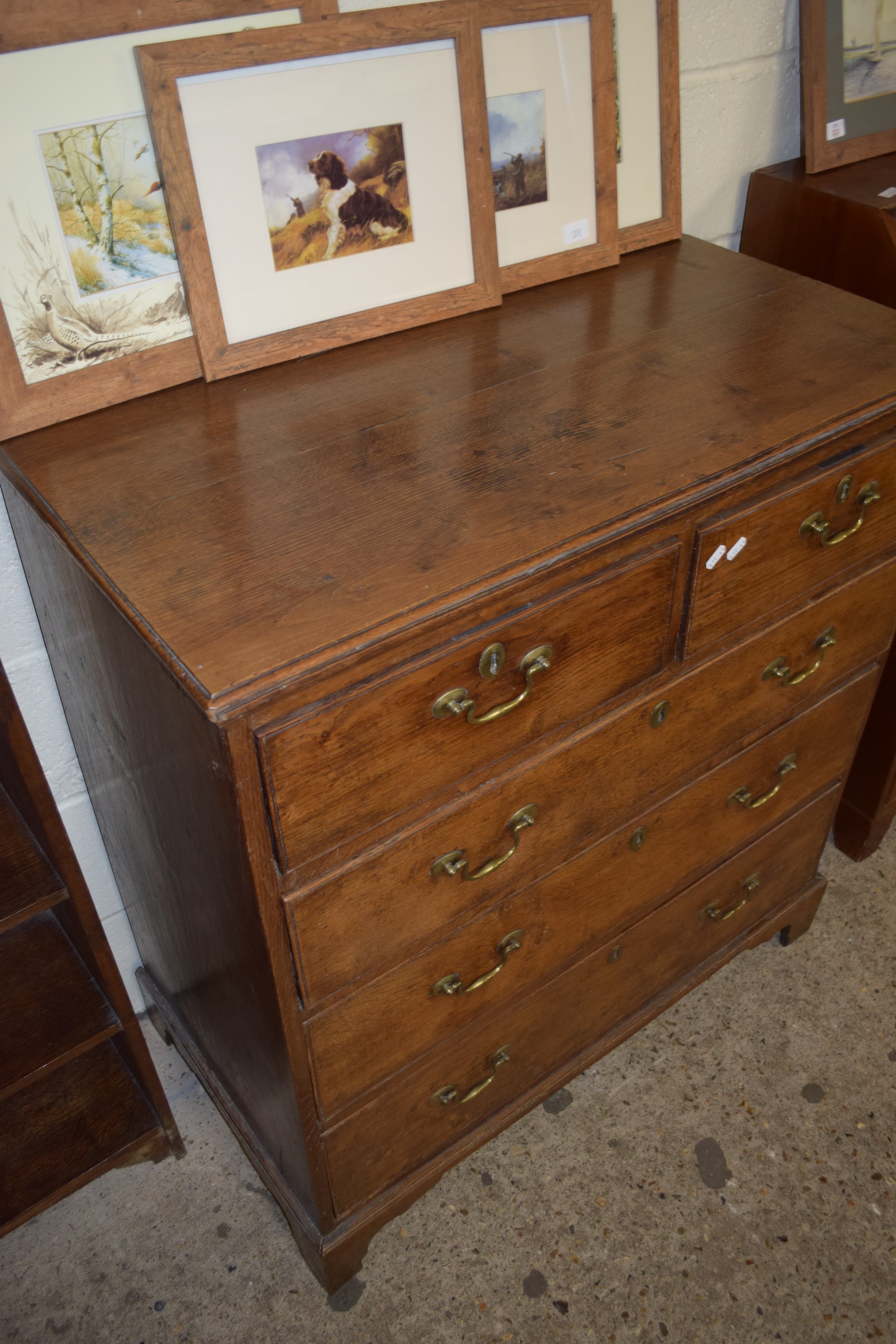 19TH CENTURY CHEST OF TWO SHORT OVER THREE LONG DRAWERS, ON BRACKET FEET, WIDTH APPROX 94CM - Image 2 of 2