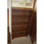 SMALL STAINED WOOD OPEN BOOKCASE, WIDTH APPROX 61CM