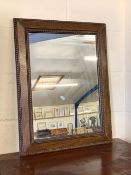 STAINED WOOD WALL MIRROR, APPROX 51 X 65CM