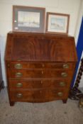 GOOD QUALITY MAHOGANY FALL FRONT BUREAU, WITH PART FITTED INTERIOR, WIDTH APPROX 91CM