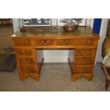 LEATHER INSET REPRODUCTION TWIN PEDESTAL DESK, LENGTH APPROX 121CM