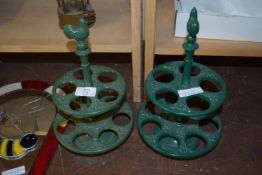 TWO METAL EGG STANDS