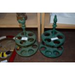 TWO METAL EGG STANDS