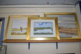 THREE BROADS PICTURES IN GILT FRAMES