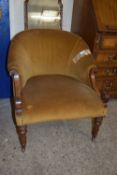 19TH CENTURY UPHOLSTERED BEDROOM CHAIR, WIDTH APPROX 60CM