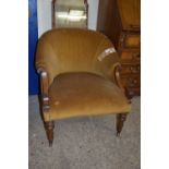 19TH CENTURY UPHOLSTERED BEDROOM CHAIR, WIDTH APPROX 60CM