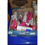 BOX CONTAINING HAIR DRESSING ACCESSORIES