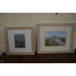 TWO PRINTS OF NORFOLK SCENES BY ROBERT CHAPLIN INCLUDING ABANDONED CLEY MILL AND ONE OF A FISHING