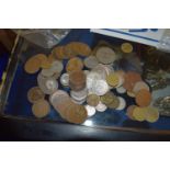 QUANTITY OF OLD COINAGE, PENNIES, SOME OLD FRENCH COINAGE