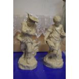 PAIR OF POTTERY FIGURES MODELLED IN DERBY STYLE, ALLEGORICAL OF SUMMER AND WINTER