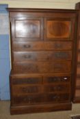 19TH CENTURY CHEST ON CHEST COMPRISING DOUBLE CUPBOARD OVER THREE LONG DRAWERS ABOVE TWO SHORT AND