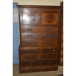 19TH CENTURY CHEST ON CHEST COMPRISING DOUBLE CUPBOARD OVER THREE LONG DRAWERS ABOVE TWO SHORT AND