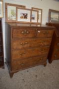 19TH CENTURY CHEST OF TWO SHORT OVER THREE LONG DRAWERS, ON BRACKET FEET, WIDTH APPROX 94CM