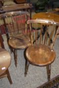 PAIR OF STICK BACK DINING CHAIRS (ONE A/F), SEAT DIAM APPROX 40CM