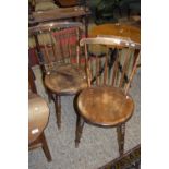 PAIR OF STICK BACK DINING CHAIRS (ONE A/F), SEAT DIAM APPROX 40CM