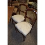 SET OF SIX VICTORIAN MAHOGANY BALLOON BACK UPHOLSTERED DINING CHAIRS, EACH APPROX 91CM HIGH