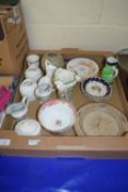 BOX CONTAINING CERAMIC ITEMS INCLUDING TWO NEWHALL TYPE HELMET JUGS ETC